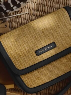 FYN & FIA Black-Trim Straw Crossbody Bag - Women's Bag